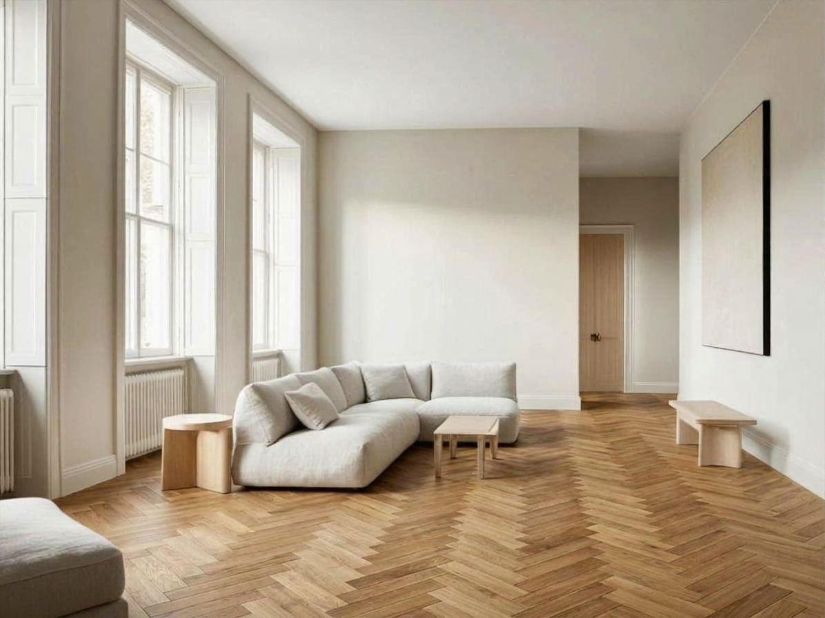1. Natural oak herringbone / 1. Chêne naturel en point de Hongrie
