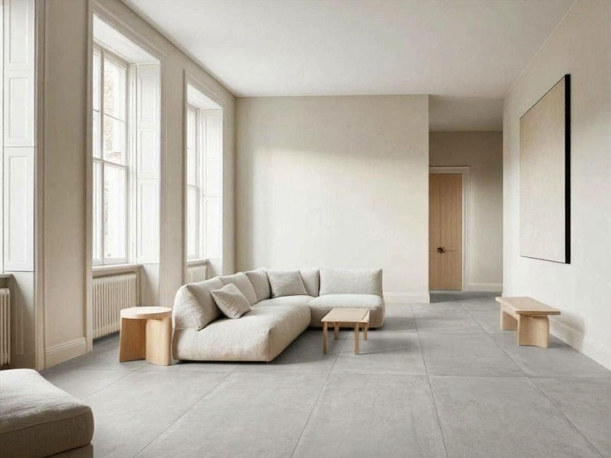 2. Concrete-look tile, 60 by 120