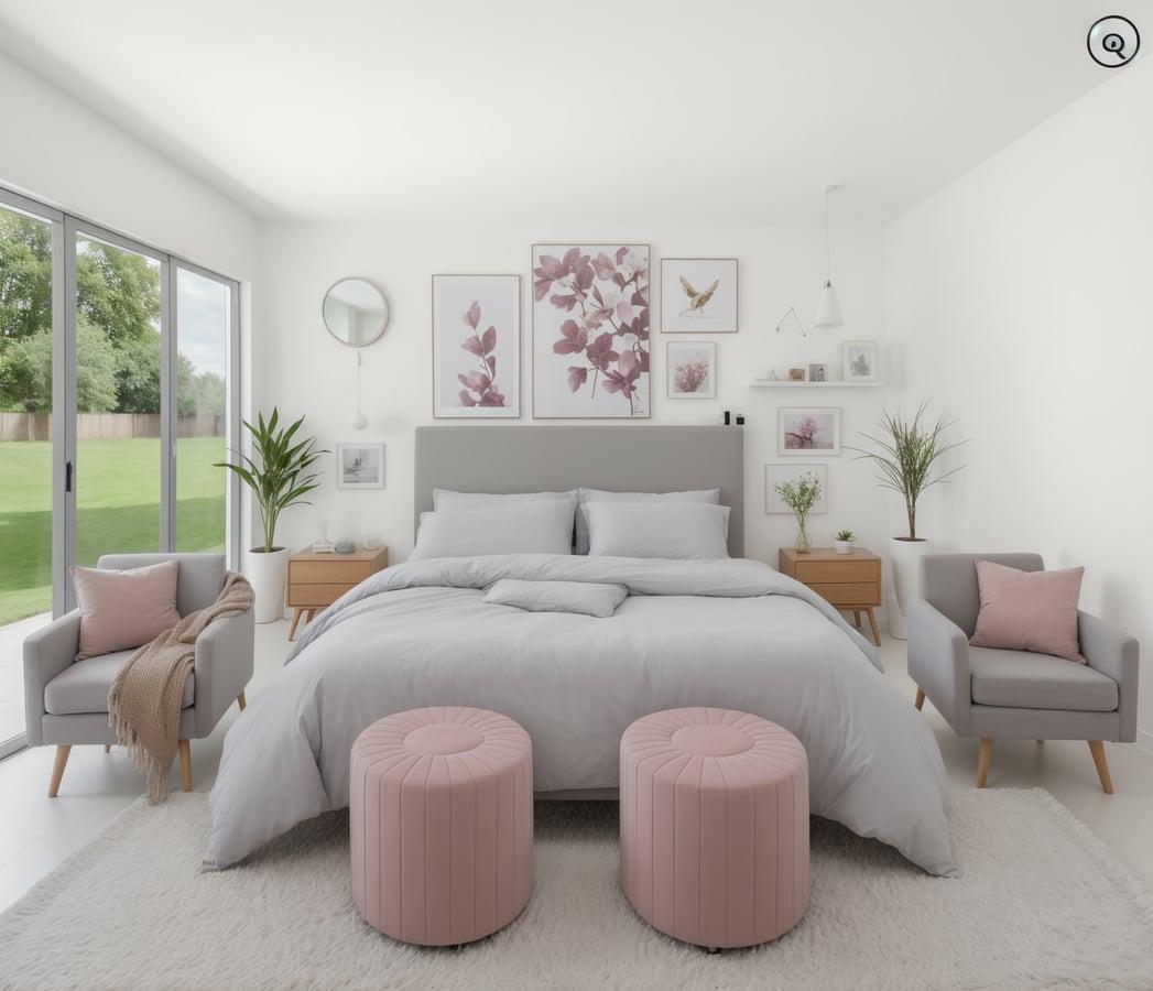 The same empty room furnished as a bedroom in Styly