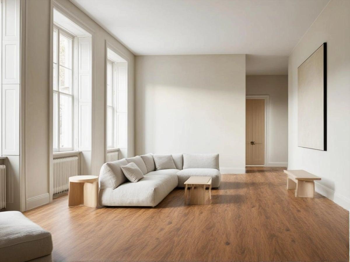 Room with a wood-look floor / Pièce avec un sol aspect bois