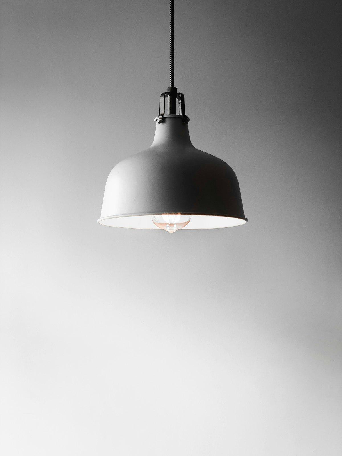 Minimalist dome pendant light in pale grey