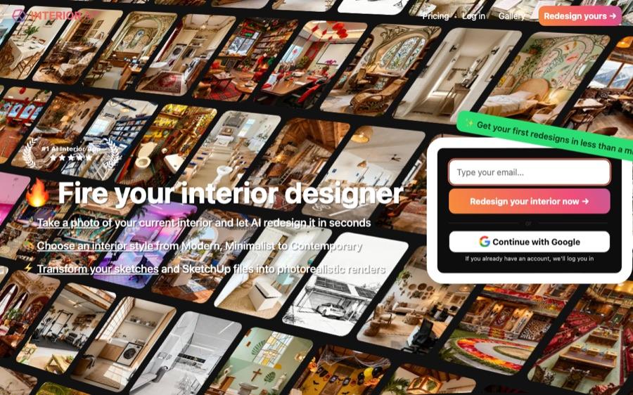 Interior AI landing page
