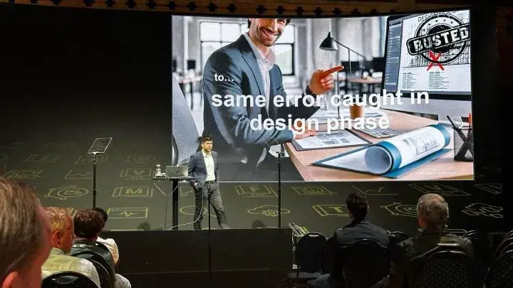 A STYLY talk on stage in front of a conference audience