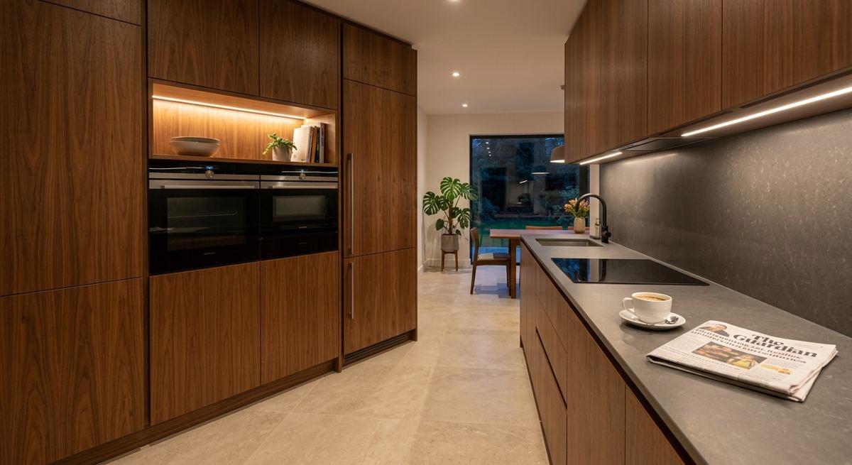 4. Handleless walnut kitchen