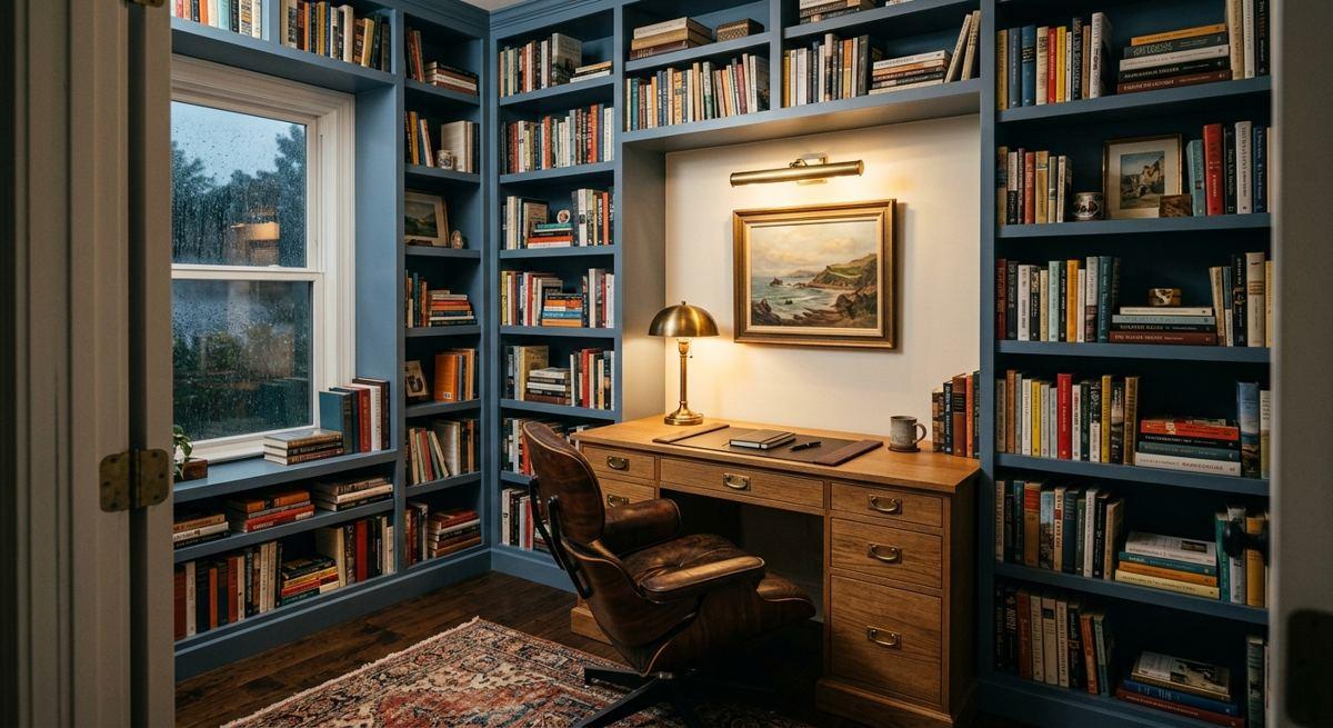 2. Study with built-in shelving