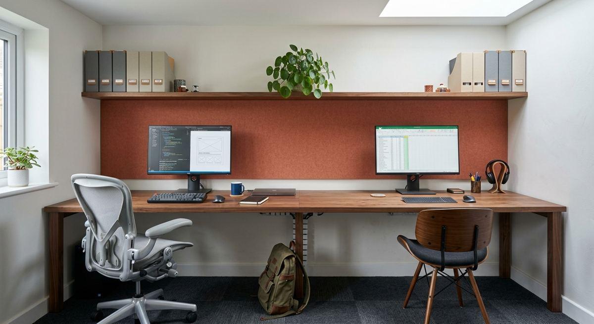 4. One long desk for two